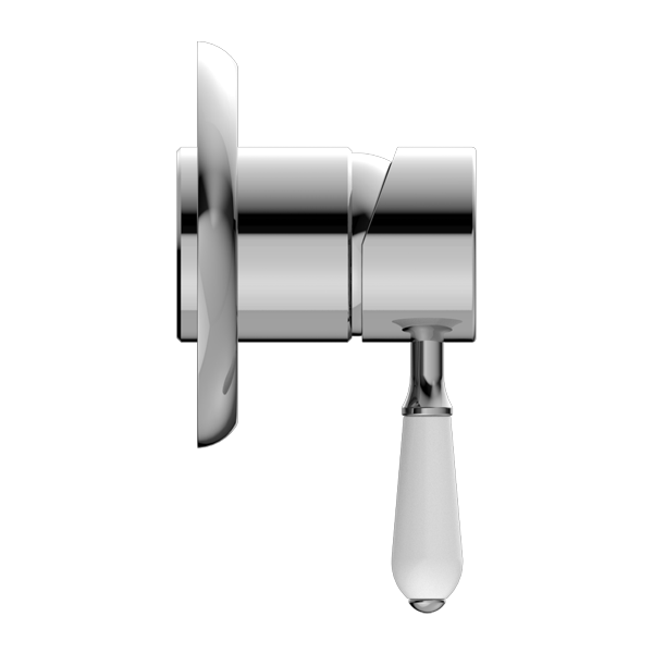Nero York Shower Mixer With White Porcelain Lever - Chrome - NR69210901CH