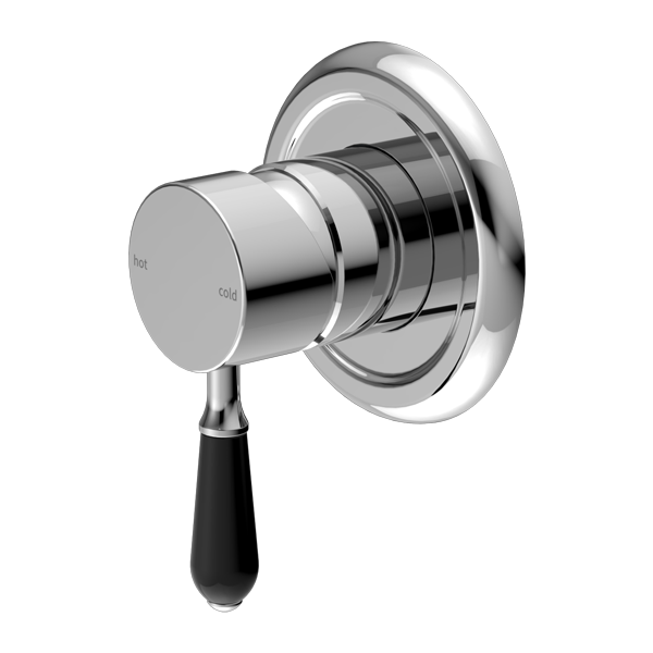 Nero York Shower Mixer With Black Porcelain Lever - Chrome - NR69210903CH