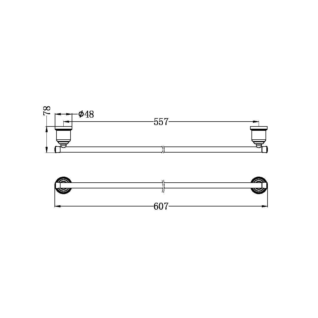 Nero York Single Towel Rail 600mm - Chrome - NR6924CH