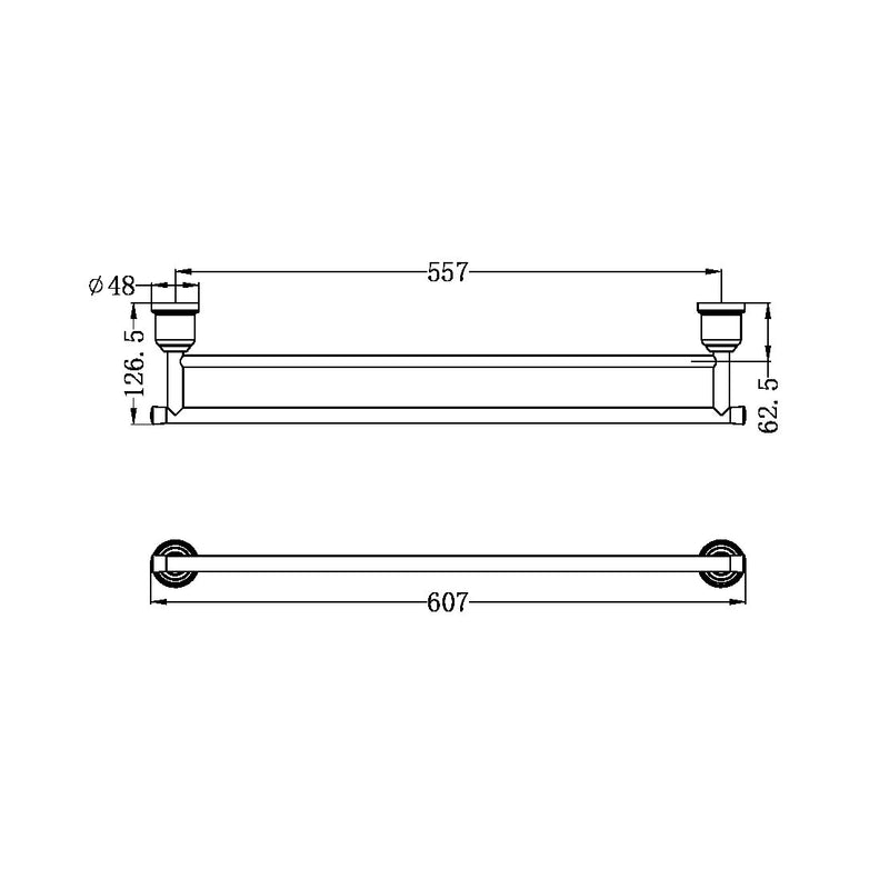 Nero York Double Towel Rail 600mm - Matte Black