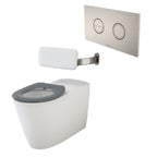 Caroma Care 800 Cleanflush Invisi II Wall Faced Suite with Backrest -  Anthracite Grey Seat - Brushed Nickel Button - 718320BAG + 237088BN