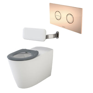 Caroma Care 800 Cleanflush Invisi II Wall Faced Suite with Backrest -  Anthracite Grey Seat - Copper Button - 718320BAG + 237088CO