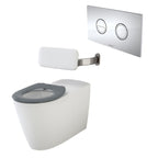 Caroma Care 800 Cleanflush Invisi II Wall Faced Suite with Backrest -  Anthracite Grey Seat - Chrome Button - 718320BAG + 237088C