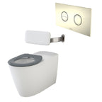 Caroma Care 800 Cleanflush Invisi II Wall Faced Suite with Backrest -  Anthracite Grey Seat - Gold Button - 718320BAG + 237088G