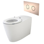 Caroma Care Cleanflush Wall Faced Invisi Series II Toilet Suite Care Single Flap Seat - Bronze Button - 718320SB + 237088BR