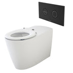 Caroma Care Cleanflush Wall Faced Invisi Series II Toilet Suite Care Single Flap Seat - Matte Black Button - 718320SB + 237088B