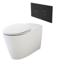Caroma Care 800 Cleanflush Wall Faced Invisi Series II Toilet Suite with Double Flap Seat - Matte Black Button - 718340W + 237088B