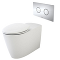 Caroma Care 800 Cleanflush Wall Faced Invisi Series II Toilet Suite with Double Flap Seat - Chrome Button - 718340W + 237088C