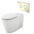 Caroma Care 800 Cleanflush Wall Faced Invisi Series II Toilet Suite with Double Flap Seat - Gold Button - 718340W + 237088G