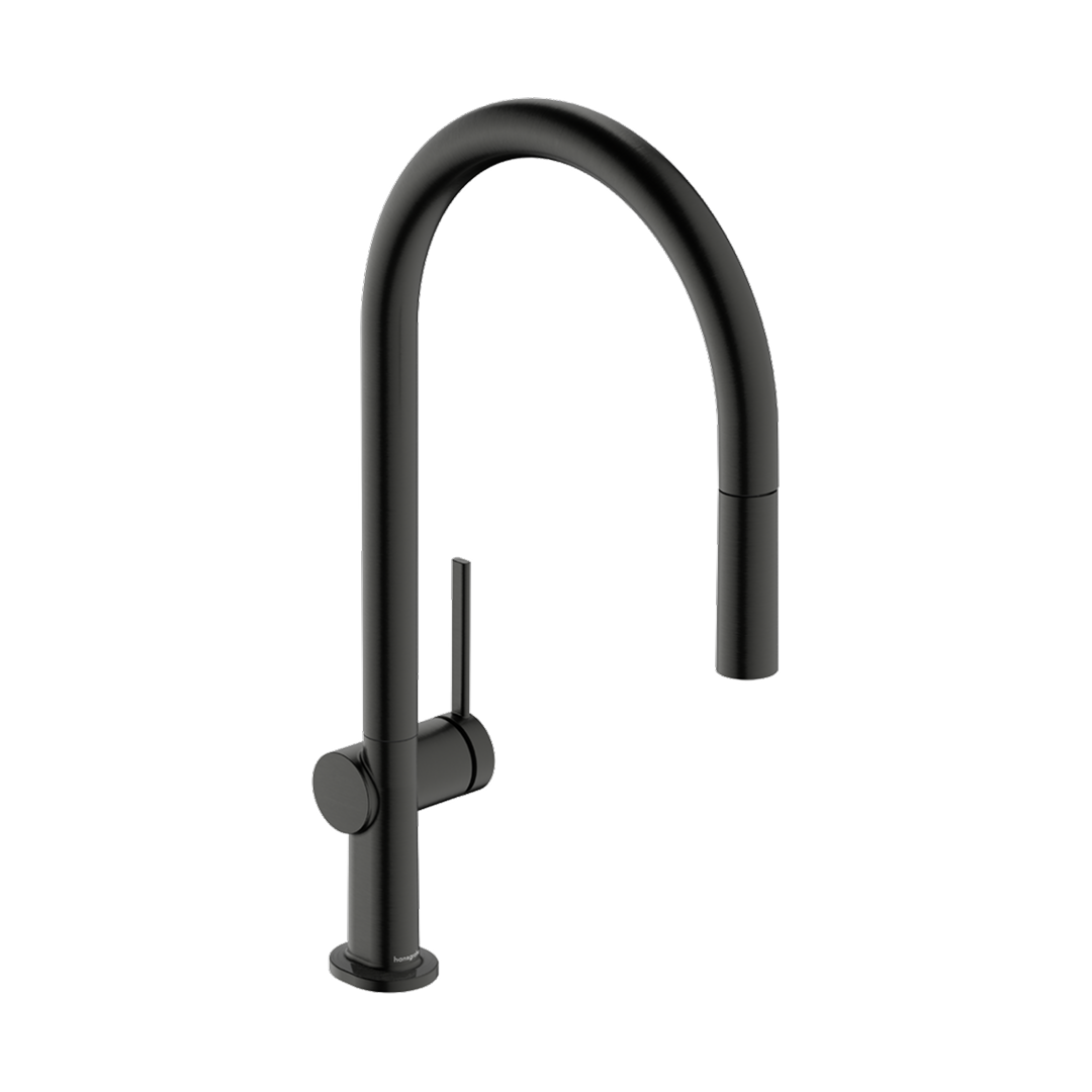 Hansgrohe Talis M54 210 1Jet Pull-Out Spray Kitchen Mixer - Brushed Black Chrome 72802343