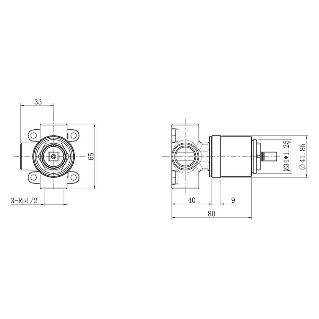 Villeroy & Boch O.Novo Style Rectangular Wall Mixer (Includes In-Wall Body) - LF Chrome T167361