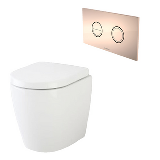 Caroma Urbane II Compact Invisi Series II Wall Faced Toilet Suite - Bronze Button - 741520W + 237088BR