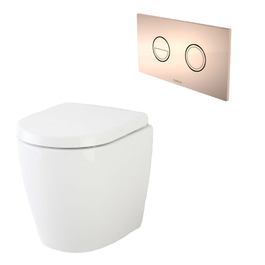 Caroma Urbane II Compact Invisi Series II Wall Faced Toilet Suite - Bronze Button - 741520W + 237088BR