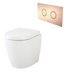 Caroma Urbane II Compact Invisi Series II Wall Faced Toilet Suite - Copper Button - 741520W + 237088CO