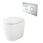 Caroma Urbane II Compact Invisi Series II Wall Faced Toilet Suite - Chrome Button - 741520W + 237088C