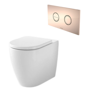 Caroma Urbane II Cleanflush Invisi Series II Wall Faced Suite (with GermGard) - Bronze Button - 746280W + 237088BR