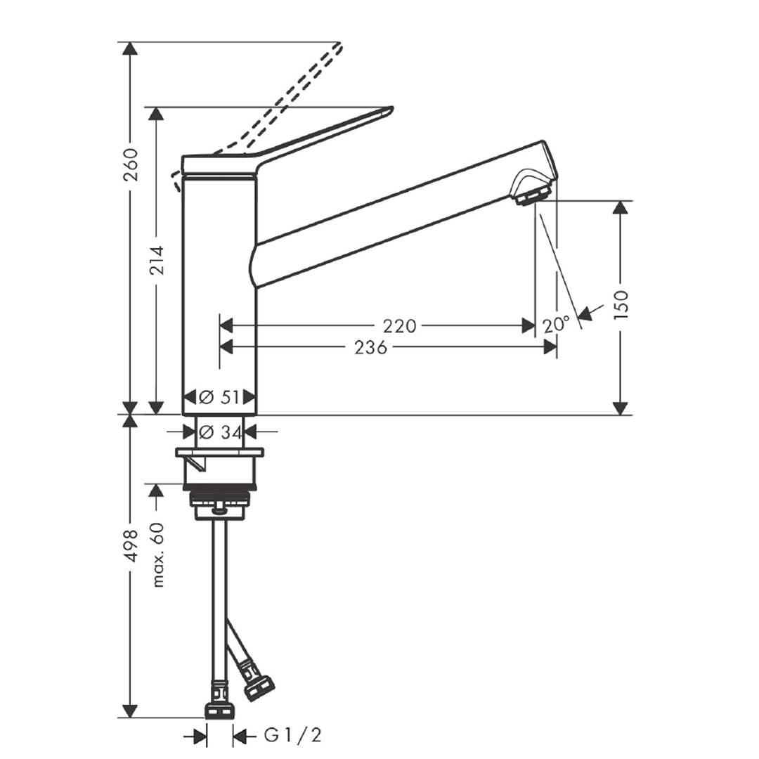 Hansgrohe Zesis M33 150 1Jet Kitchen Mixer - Stainless Steel 74802803