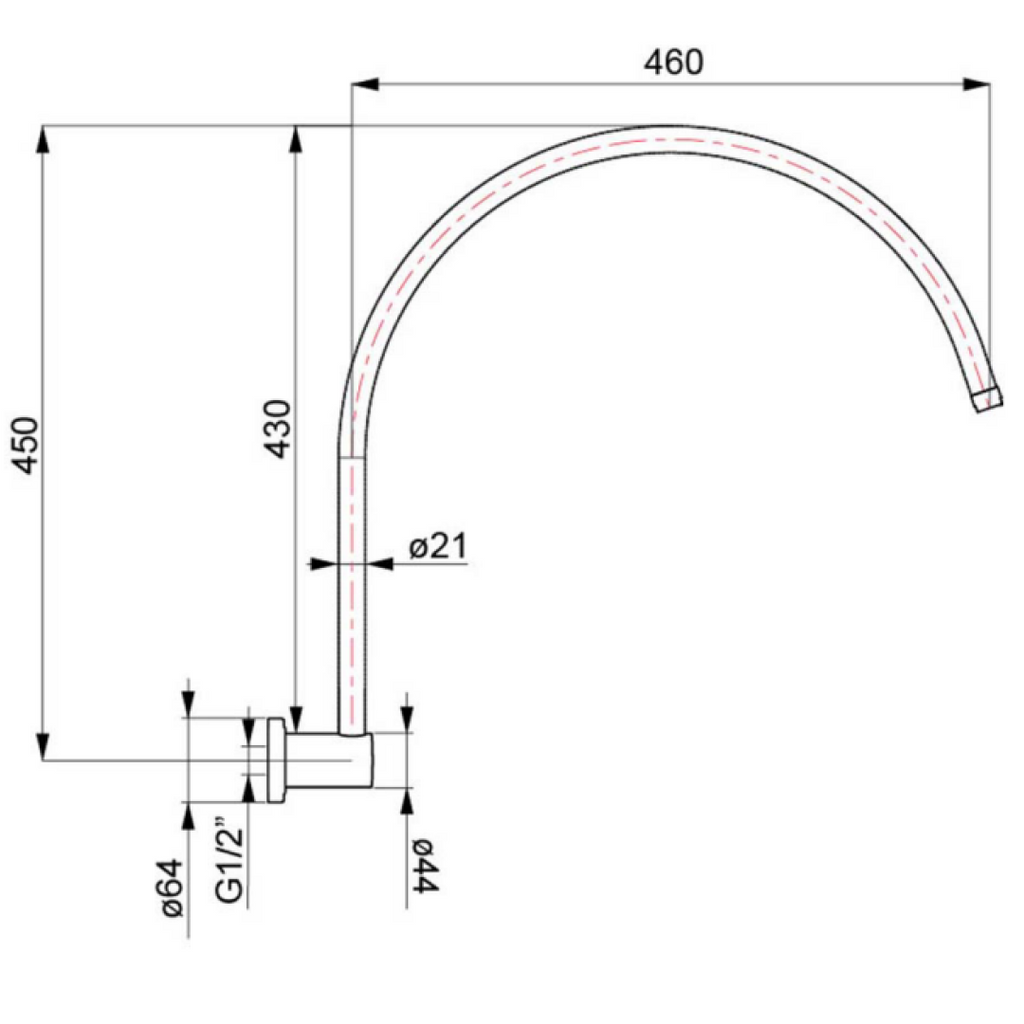 Villeroy & Boch Avia 2.0 Gooseneck Shower Arm - Chrome - 7500261B