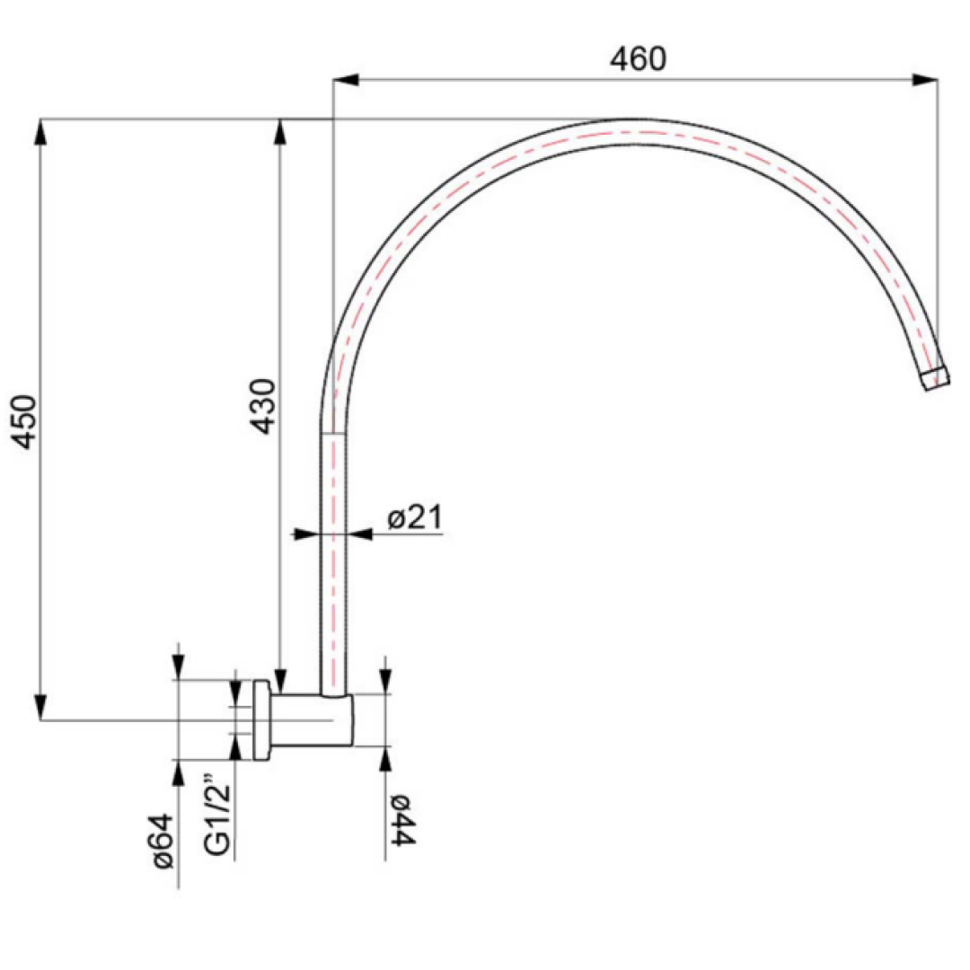 Villeroy & Boch Avia 2.0 Gooseneck Shower Arm - Brushed Nickel - 7500280B