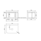 Cassa Design Westminster 750mm Wall Hung Vanity Matte Black - WES750MB