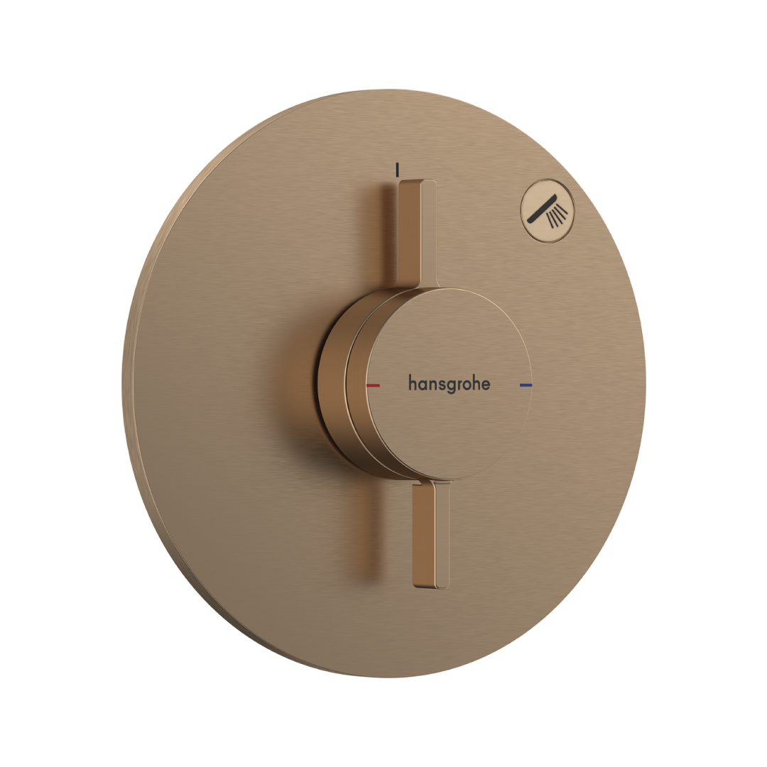 Hansgrohe DuoTurn S Single Function Wall Mixer & IBox Basic Set 2 - Brushed Bronze 75618143 + 01500180