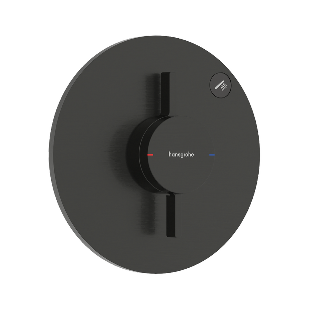 Hansgrohe DuoTurn S Single Function Wall Mixer & IBox Basic Set 2 - Brushed Black Chrome 75618343 + 01500180