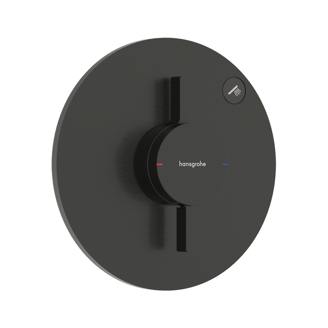 Hansgrohe DuoTurn S Single Function Wall Mixer & IBox Basic Set 2 - Brushed Black Chrome 75618343 + 01500180