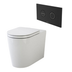 Caroma Liano Cleanflush Easy Height Invisi Series II Wall Faced Toilet Suite - Matte Black Flush Plate - 766350W + 237088B