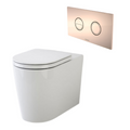 Caroma Liano Cleanflush Easy Height Invisi Series II Wall Faced Toilet Suite - Bronze Flush Plate - 766350W + 237088BR