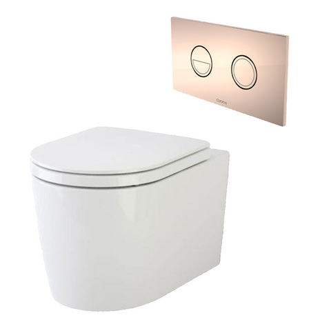 Caroma Liano Cleanflush® Wall Hung Invisi Series II® Toilet Suite - Bronze Button