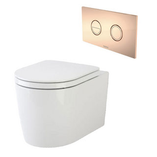 Caroma Liano Cleanflush® Wall Hung Invisi Series II® Toilet Suite - Copper Button - 766910W + 237088CO