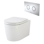 Caroma Liano Cleanflush® Wall Hung Invisi Series II® Toilet Suite - Chrome Button - 766910W + 237088C
