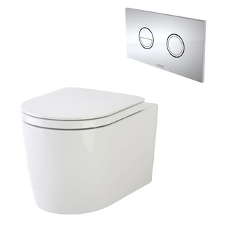 Caroma Liano Cleanflush® Wall Hung Invisi Series II® Toilet Suite - Chrome Button - 766910W + 237088C
