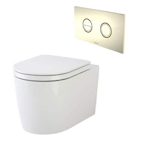 Caroma Liano Cleanflush® Wall Hung Invisi Series II® Toilet Suite - Gold Button