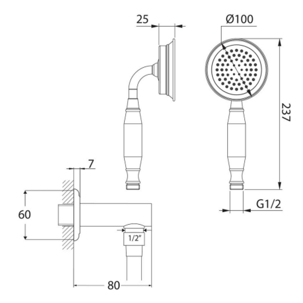 Villeroy & Boch Avia 2.0 ADJ Hook & Union Set - Chrome - 7769261B