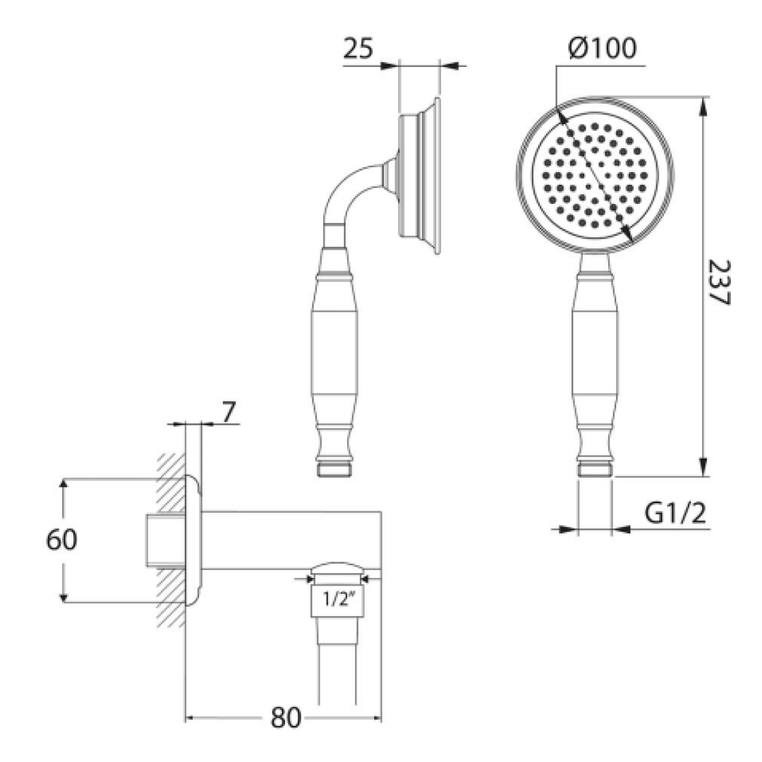 Villeroy & Boch Avia 2.0 ADJ Hook & Union Set - Chrome - 7769261B