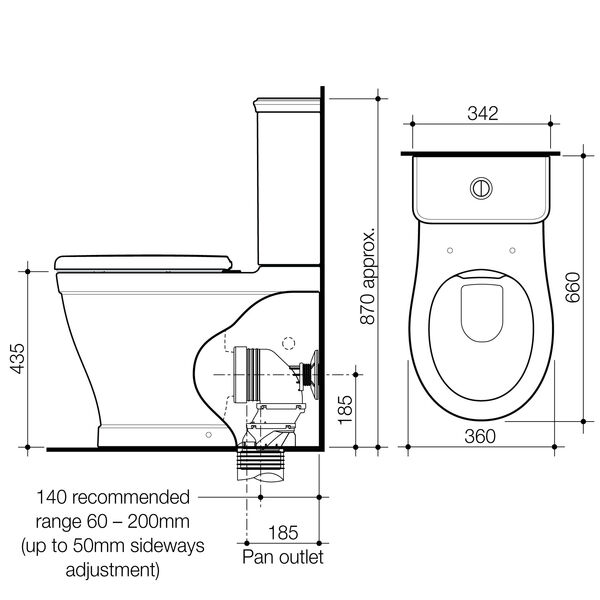 Caroma Riviere Cleanflush® Wall Faced Close Coupled Bottom Inlet Suite - Matte White