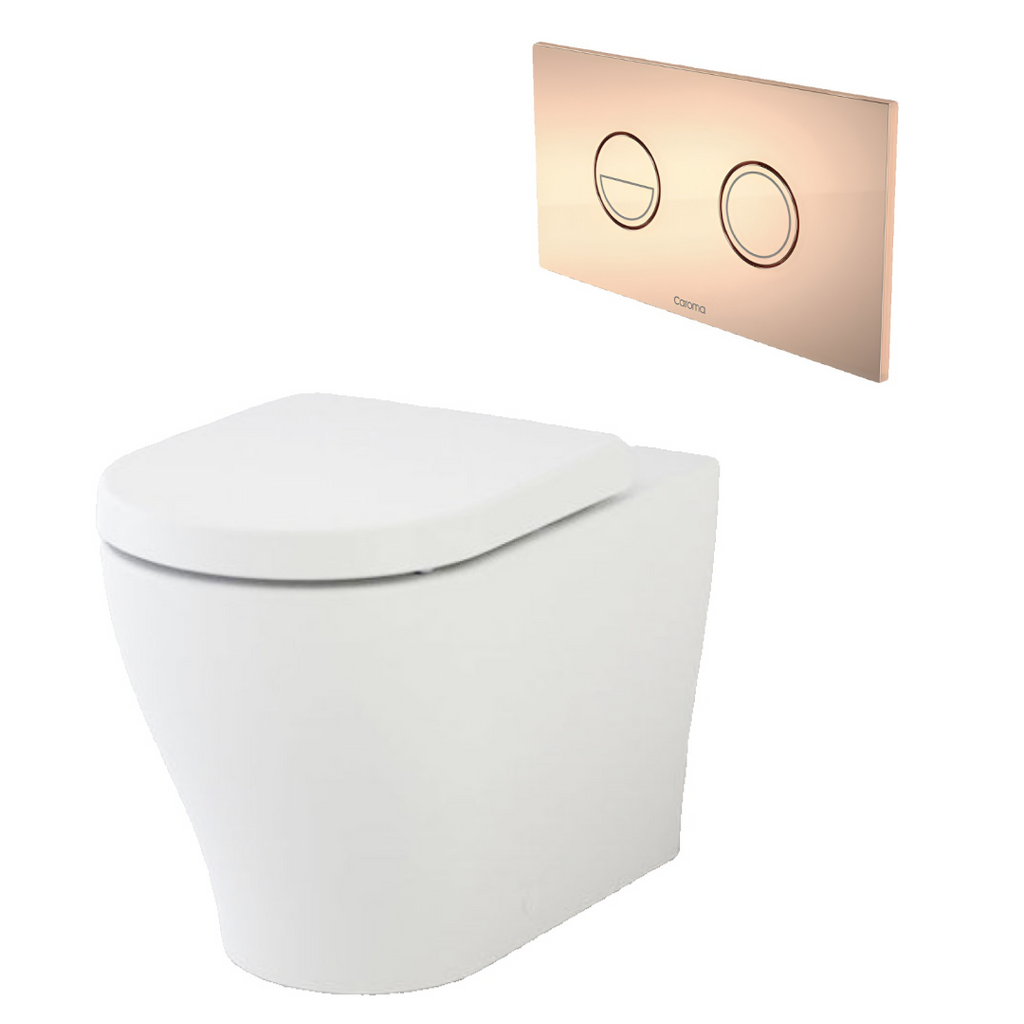 Caroma Luna Cleanflush Invisi Series II Wall Faced Toilet Suite - Chrome Button - 844910W + 237088C