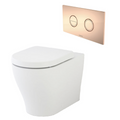 Caroma Luna Cleanflush Invisi Series II Wall Faced Toilet Suite - Copper Button - 844910W + 237088CO