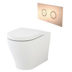 Caroma Luna Cleanflush Invisi Series II Wall Faced Toilet Suite - Copper Button - 844910W + 237088CO