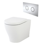 Caroma Luna Cleanflush Invisi Series II Wall Faced Toilet Suite - Chrome Button - 844910W + 237088C