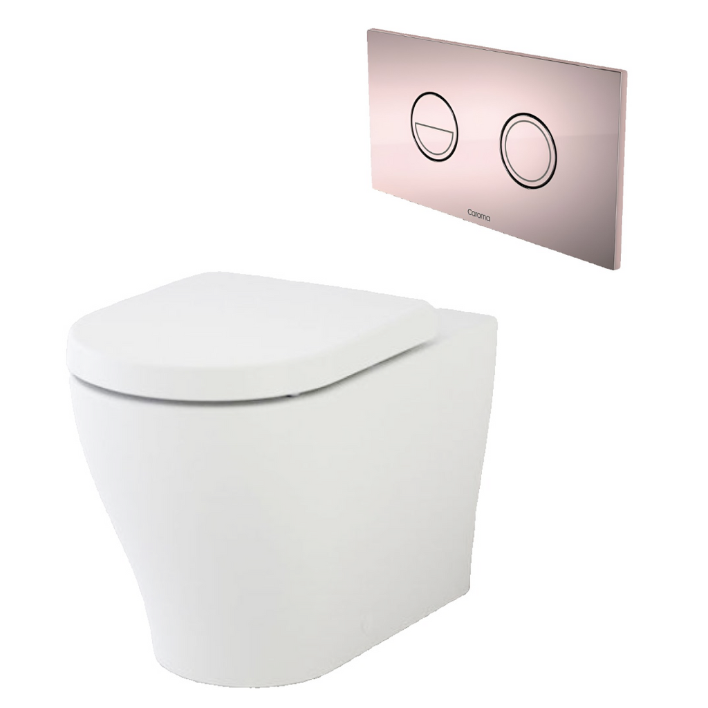 Caroma Luna Cleanflush Invisi Series II Wall Faced Toilet Suite - Chrome Button - 844910W + 237088C