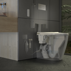 Caroma Urbane II Bidet Cleanflush Easy Height Wall Faced Invisi Suite - 848610W - Rose Gold Button - 848610W + 237088RG