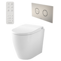 Caroma Urbane II Bidet Cleanflush Easy Height Wall Faced Invisi Suite - 848610W - Brushed Nickel Button - 848610W + 237088BN