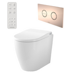 Caroma Urbane II Bidet Cleanflush Easy Height Wall Faced Invisi Suite - 848610W - Bronze Button - 848610W + 237088BR