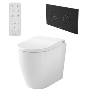 Caroma Urbane II Bidet Cleanflush Easy Height Wall Faced Invisi Suite - 848610W - Matte Black Button - 848610W + 237088B