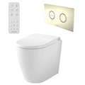 Caroma Urbane II Bidet Cleanflush Easy Height Wall Faced Invisi Suite - 848610W - Gold Button - 848610W + 237088G