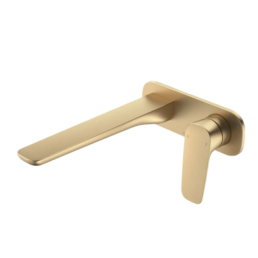 Caroma Contura II Wall Basin/Bath Mixer 220mm Includes Body - LF Brushed Brass - 849053BB6AF