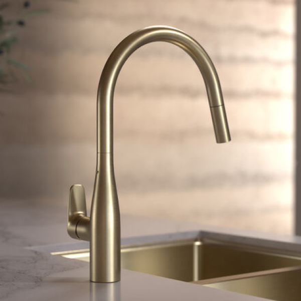 Caroma Contura II Pull Out Sink Mixer - LF Brushed Brass 849062BB56AF