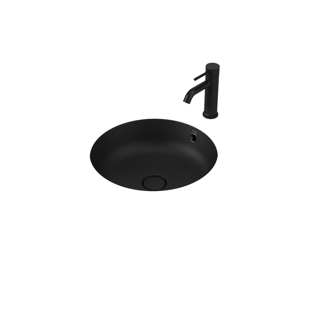 Caroma Liano II 440mm Round Under/Over Counter Basin - Matte Black (with Overflow) - 852605MB